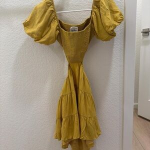 NWOT Sky to Moon Yellow Puff Sleeve Dress